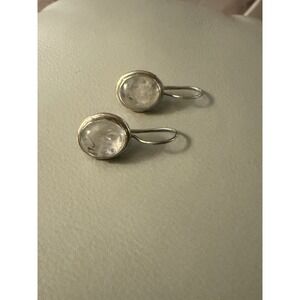 Moonstone 925 Sterling Silver Round Dangle Earrings 1.5" #418